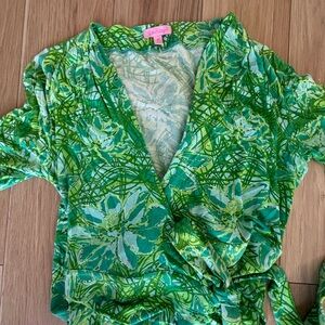 Lilly Pulitzer Tropical Green Wrap Jersey Dress